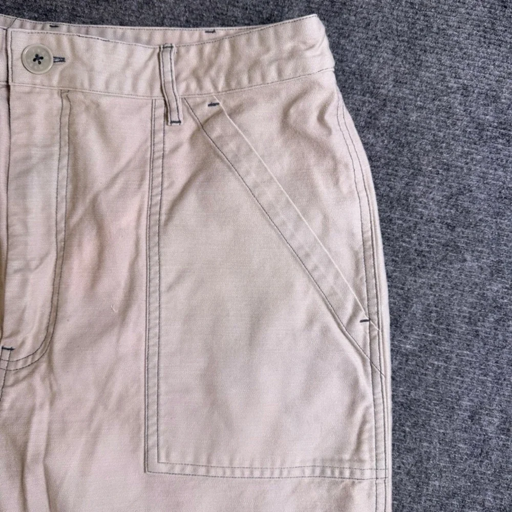 P&Co Mens Utility Trousers Sand Beige Cotton Twill Workwear Pants Size 34